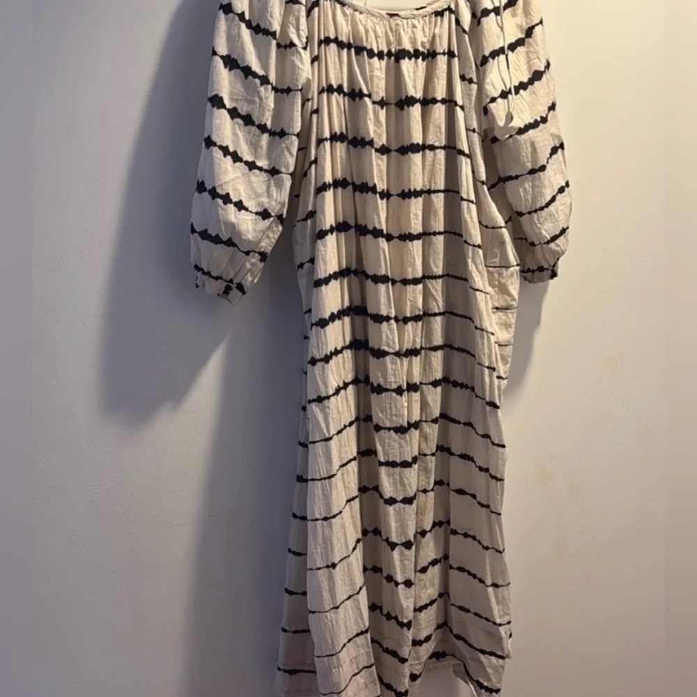 Matta Black and White Striped Long Sleeve Dress with belt - Picture 3 of 3